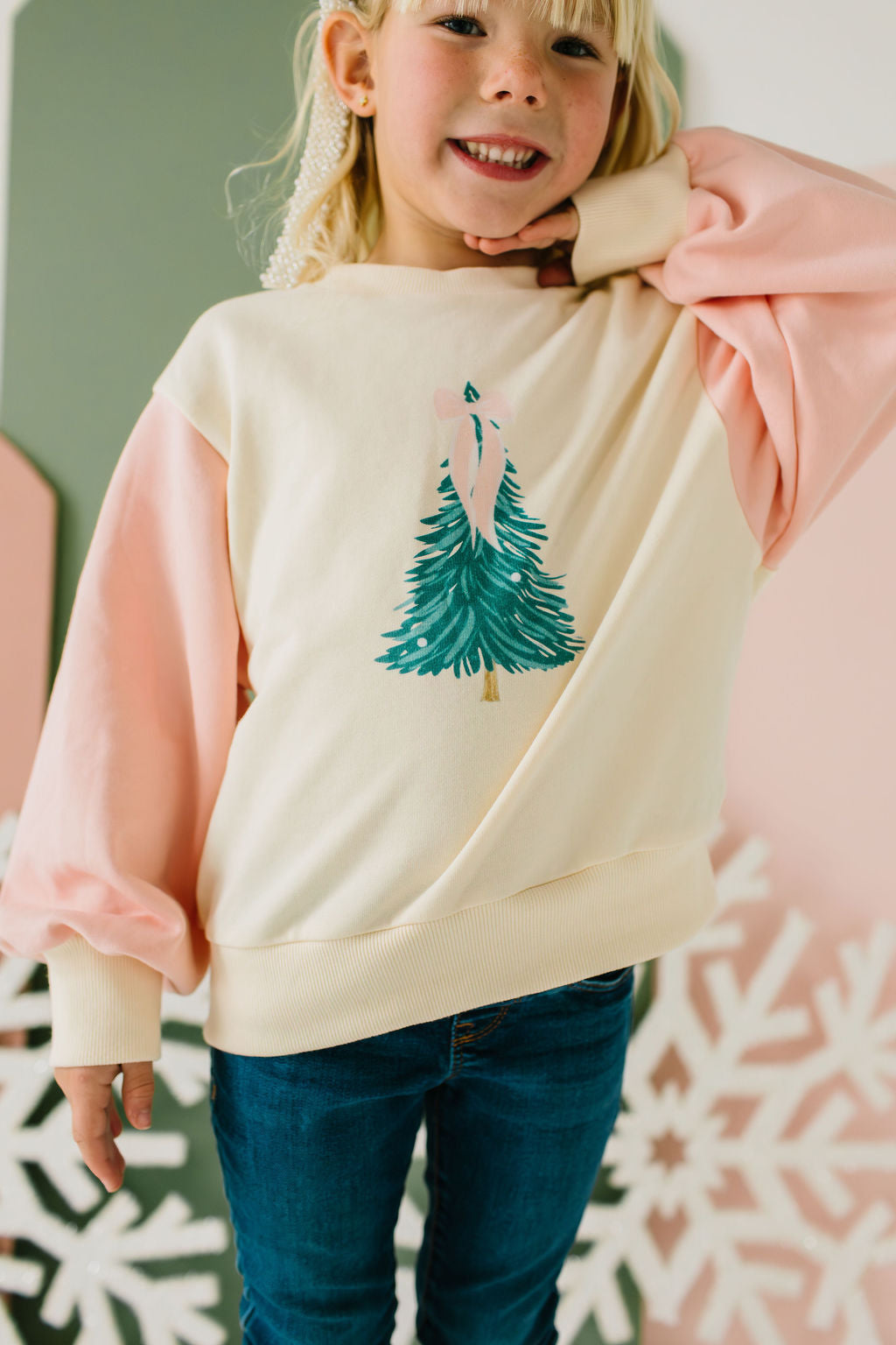 Trim The Tree Raglan Sweatshirt |  KIDS