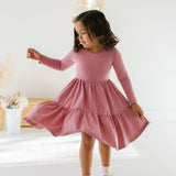 Gwendolyn Ruffle Dress in Antique Rose