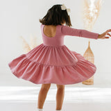 Gwendolyn Ruffle Dress in Antique Rose