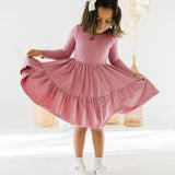 Gwendolyn Ruffle Dress in Antique Rose