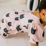 Puffed Rosie Romper in Black Cat
