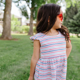 Macie Romper in Patriotic Stripe