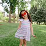 Macie Romper in Patriotic Stripe