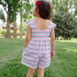 Macie Romper in Patriotic Stripe