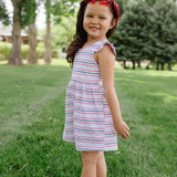 Macie Romper in Patriotic Stripe