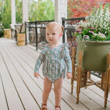 Leah Romper in Wildflower Grid