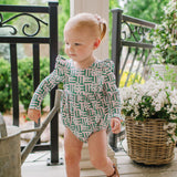 Leah Romper in Wildflower Grid