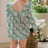 Leah Romper in Wildflower Grid