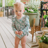 Leah Romper in Wildflower Grid