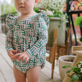 Leah Romper in Wildflower Grid