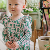 Leah Romper in Wildflower Grid