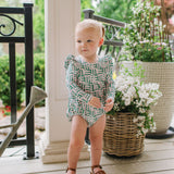 Leah Romper in Wildflower Grid