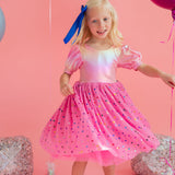Diana Dress in Pink Confetti Lamè