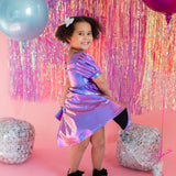 Puff Dress in Purple Lamè