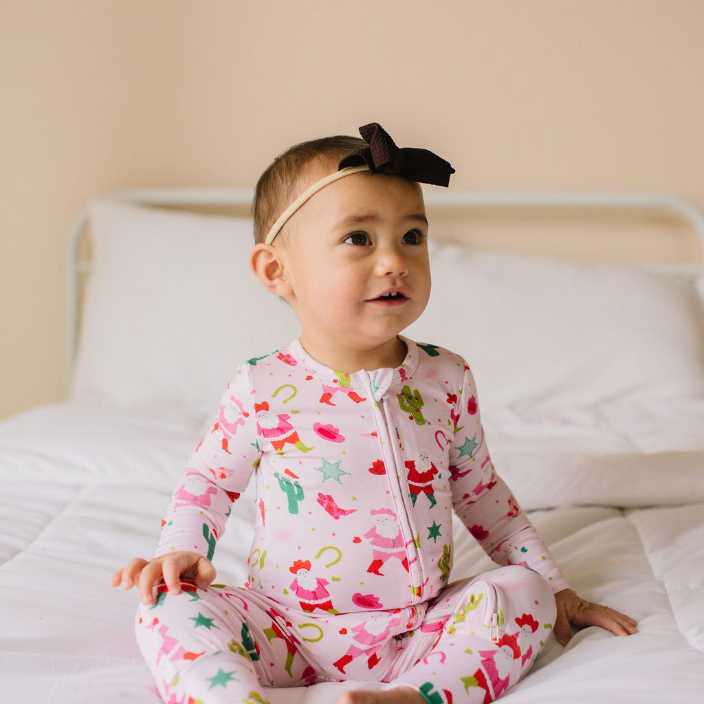 Zippy Bamboo Baby PJ in Cowboy Santa, Baby Zip Pajamas by Ollie Jay