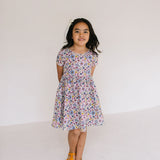 Day Dress in Plum Fields