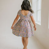 Day Dress in Plum Fields