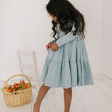 Gwendolyn Ruffle Dress in Dusty Blue