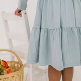 Gwendolyn Ruffle Dress in Dusty Blue