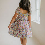 Day Dress in Plum Fields