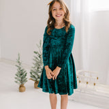 Gwendolyn Dress in Green Crushed Velvet