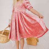 Pippa Dress in Pink Crushed Velvet