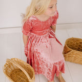 Pippa Dress in Pink Crushed Velvet