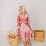 Pippa Dress in Pink Crushed Velvet