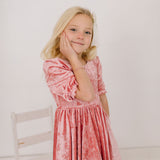 Pippa Dress in Pink Crushed Velvet
