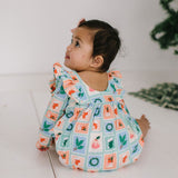 Leah Romper in Holiday Stamps