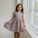 Day Dress in Plum Fields