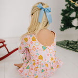 Long Sleeve Leggy Romper in Christmas Cookies