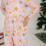Long Sleeve Leggy Romper in Christmas Cookies