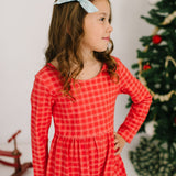 Long Sleeve Leggy Romper in Red Picnic Plaid