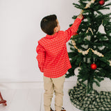 Boys Button Down in Red Picnic Plaid