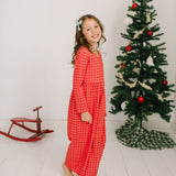 Long Sleeve Leggy Romper in Red Picnic Plaid