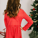 Long Sleeve Leggy Romper in Red Picnic Plaid