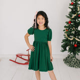Puff Dress in Evergreen
