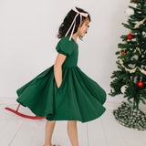 Puff Dress in Evergreen