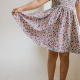 Day Dress in Plum Fields