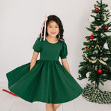 Puff Dress in Evergreen