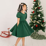 Puff Dress in Evergreen
