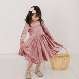 Gwendolyn Dress in Tea Rose Crushed Velvet
