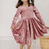 Gwendolyn Dress in Tea Rose Crushed Velvet
