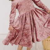 Gwendolyn Dress in Tea Rose Crushed Velvet