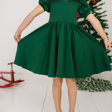 Puff Dress in Evergreen