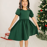 Puff Dress in Evergreen