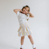 Ruffle Skort in Pastel Stripe