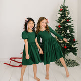 Puff Dress in Evergreen