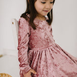 Gwendolyn Dress in Tea Rose Crushed Velvet